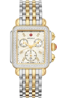 MICHELE Deco Diamond Chronograph Bracelet Watch