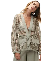 Nocturne Trimmed Mesh Jacket in Dark Beige at Nordstrom, Size Large