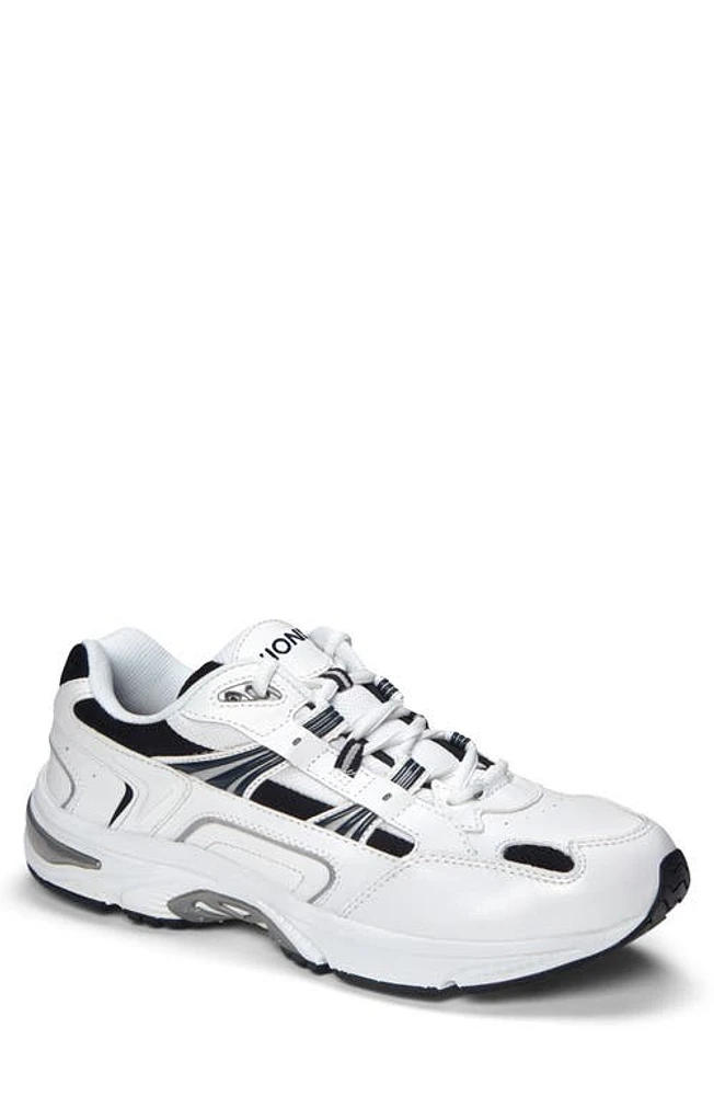 Vionic Walker Sneaker in White/Navy Leather at Nordstrom, Size 8.5