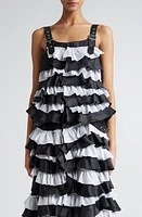 Noir Kei Ninomiya Reversible Colorblock Tiered Ruffle Top in Black X White at Nordstrom, Size Medium