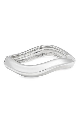 Open Edit Wavy Hinged Bangle Bracelet in Rhodium at Nordstrom