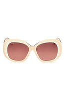 Max Mara Edna 55mm Round Sunglasses in Ivory /Gradient Brown at Nordstrom