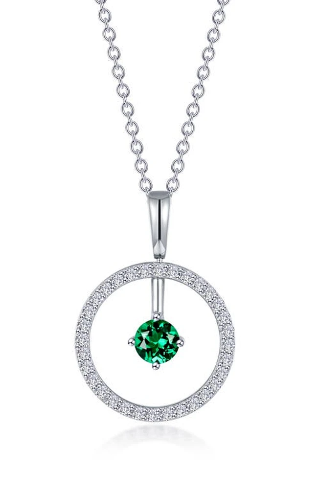 Lafonn Simulated Diamond Lab-Created Birthstone Reversible Pendant Necklace in Green/May at Nordstrom, Size 20