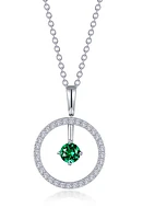 Lafonn Simulated Diamond Lab-Created Birthstone Reversible Pendant Necklace in Green/May at Nordstrom, Size 20