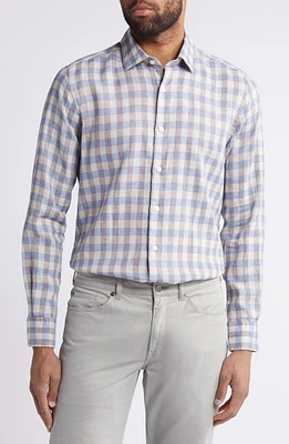 Scott Barber Bold Gingham Linen Twill Button-Up Shirt in Dusk at Nordstrom, Size Xx-Large