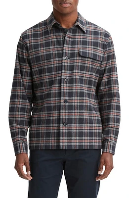 Vince Kingston Plaid Button-Up Shirt Coastal/Brickman Red at Nordstrom,