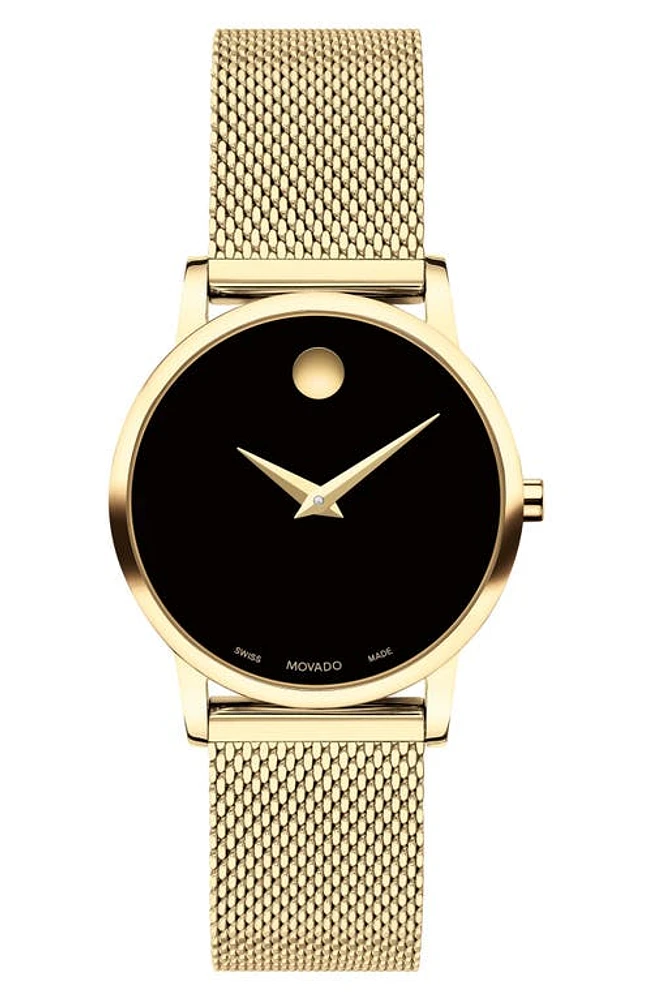 Movado Museum Classic Mesh Strap Watch, 28mm in Gold at Nordstrom