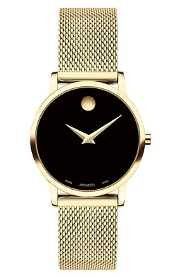 Movado Museum Classic Mesh Strap Watch, 28mm in Gold at Nordstrom