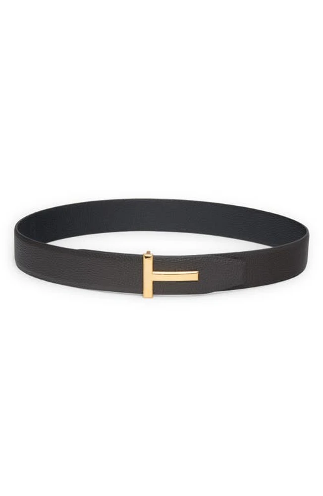 TOM FORD T Icon Reversible Soft Grain Leather Belt Brown/Black at Nordstrom, Eu