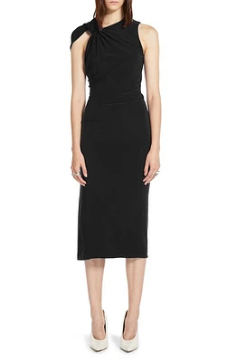 SPORTMAX Knot Detail Sleeveless Jersey Midi Dress in Black at Nordstrom, Size Medium