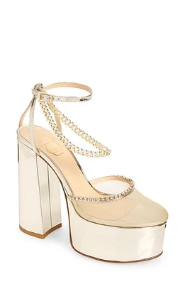 Nalebe Stellar Crystal Mesh Platform Sandal Gold Mirror at Nordstrom,