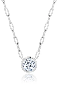 Crislu Brilliant Bezel Set Cubic Zirconia Pendant Necklace in Platinum at Nordstrom