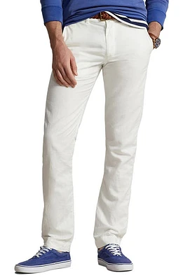 Polo Ralph Lauren Flat Front Linen & Cotton Pants Deckwash White at Nordstrom, 32 X