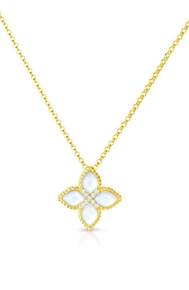 Roberto Coin Mother-of-Pearl & Diamond Pendant Necklace in Yellow Gold/Pearl at Nordstrom, Size 18