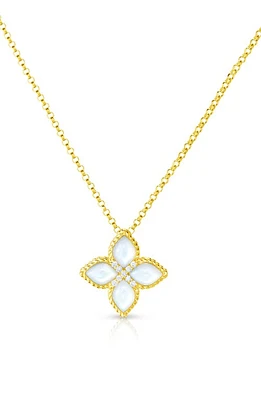 Roberto Coin Mother-of-Pearl & Diamond Pendant Necklace in Yellow Gold/Pearl at Nordstrom, Size 18