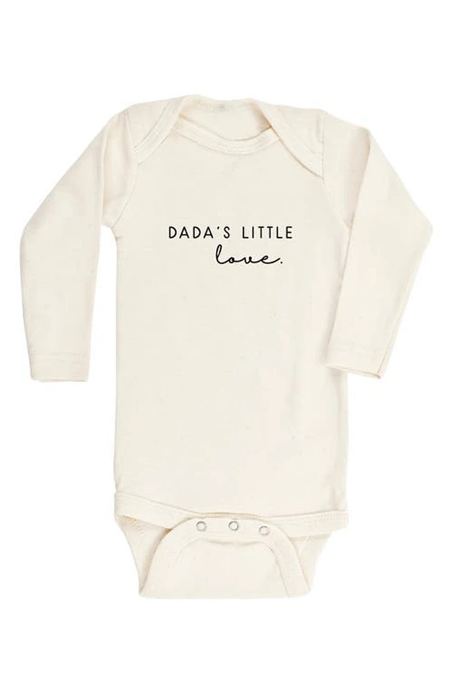 Tenth & Pine Dada's Little Love Long Sleeve Organic Cotton Bodysuit in Natural at Nordstrom, Size 12-18M