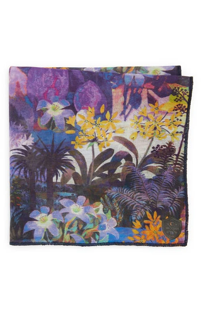 CLIFTON WILSON Purple Floral Cotton Pocket Square at Nordstrom