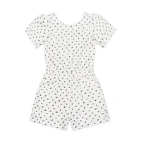 Hope & Henry Organic Girls' Flutter Sleeve Wrap Back Knit Romper, Toddler in Provence Ditsy Floral at Nordstrom