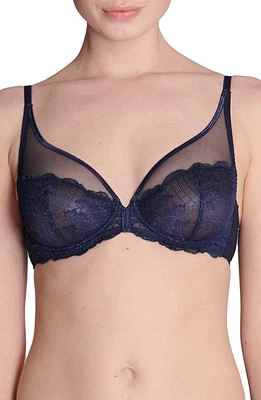 Simone Perele Reve Sheer Underwire 3D Plunge Bra Cosmic Blue at Nordstrom,