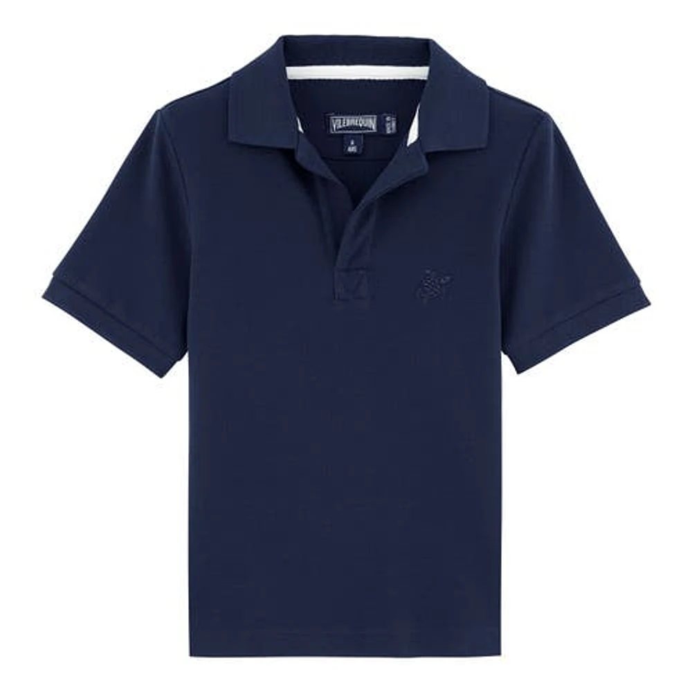 Vilebrequin Kids' Solid Cotton Polo in Bleu Marine at Nordstrom, Size 14S