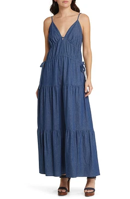 Du Paradis Tiered Denim Maxi Dress Indigo at Nordstrom,