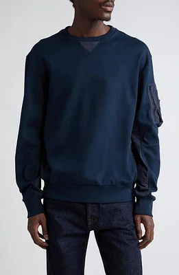 Herno Mixed Media Sweatshirt Navy at Nordstrom, Us