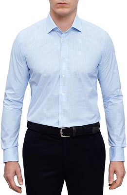 Emanuel Berg Check Cotton Poplin Button-Up Shirt Light Pastel Blue at Nordstrom,