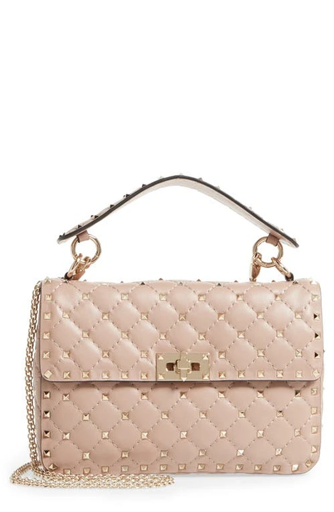 Valentino Garavani Medium Rockstud Matelassé Quilted Leather Shoulder Bag in Poudre at Nordstrom