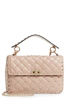 Valentino Garavani Medium Rockstud Matelassé Quilted Leather Shoulder Bag in Poudre at Nordstrom