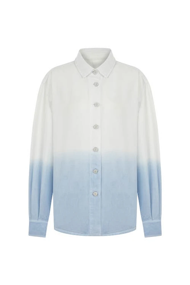 Nocturne Draped Denim Button-Up Shirt in Multi-Colored at Nordstrom