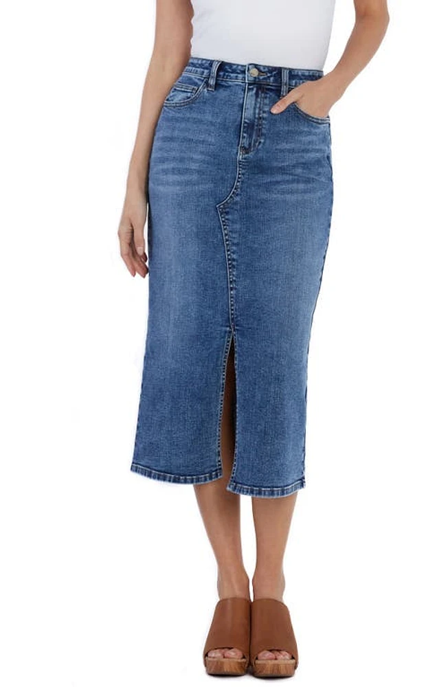 Wash Lab Denim Lucy Midi Skirt Rich Blue at Nordstrom,