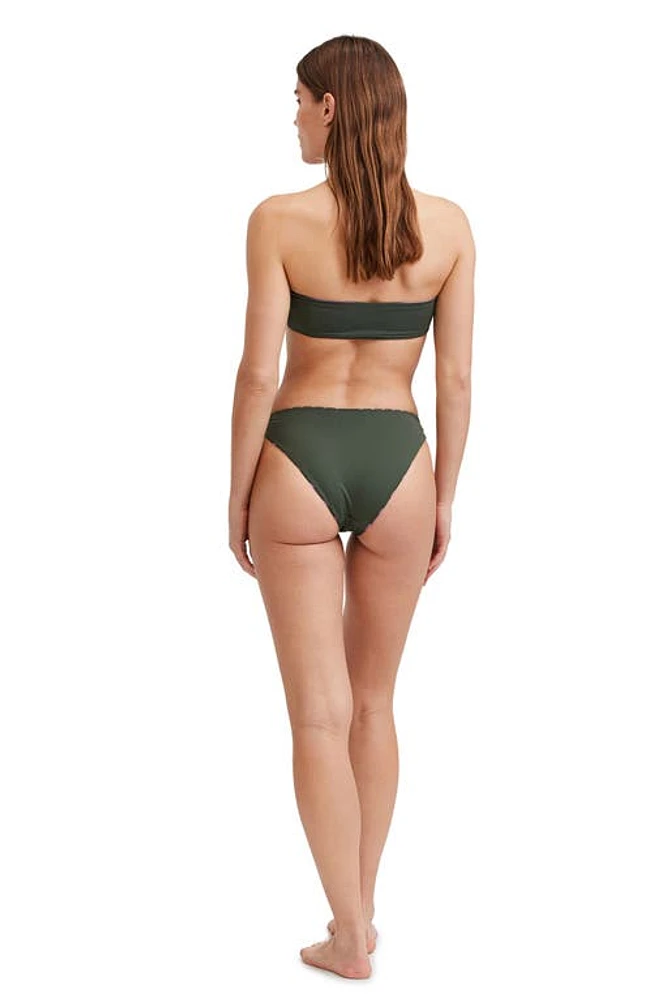 Au Naturel by Gottex Striped print bandeau bra swim top Dark Olive at Nordstrom,