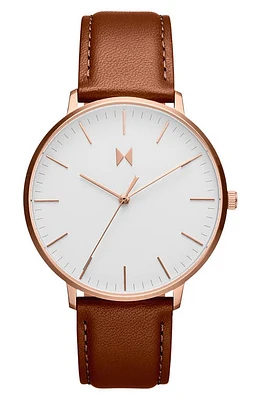 MVMT Legacy Slim Leather Strap Watch