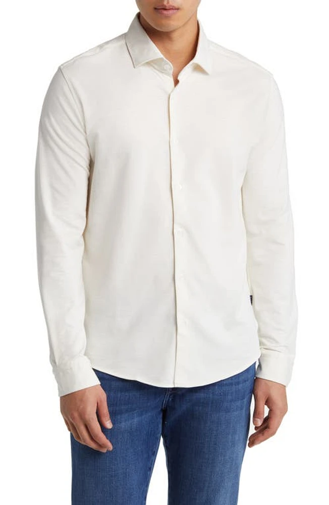 Stone Rose Slub Knit Button-Up Shirt Off White at Nordstrom,