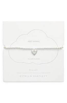 Estella Bartlett Sienna Cushion Heart Charm Bracelet in Silver at Nordstrom