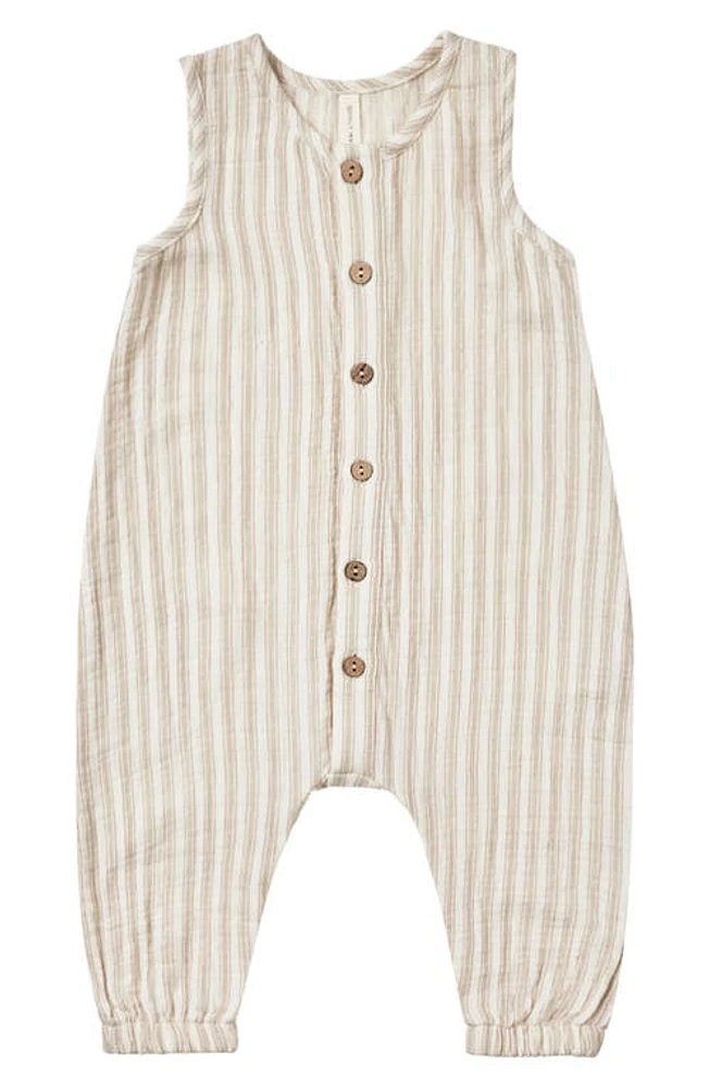 QUINCY MAE Stripe Organic Cotton Romper Vintage-Stripe at Nordstrom,