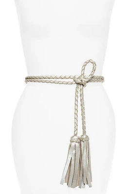 Ada Fringe Soga Leather Belt in Silver at Nordstrom