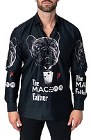 Maceoo Fibonacci Dogfather Cotton Button-Up Shirt Black at Nordstrom,