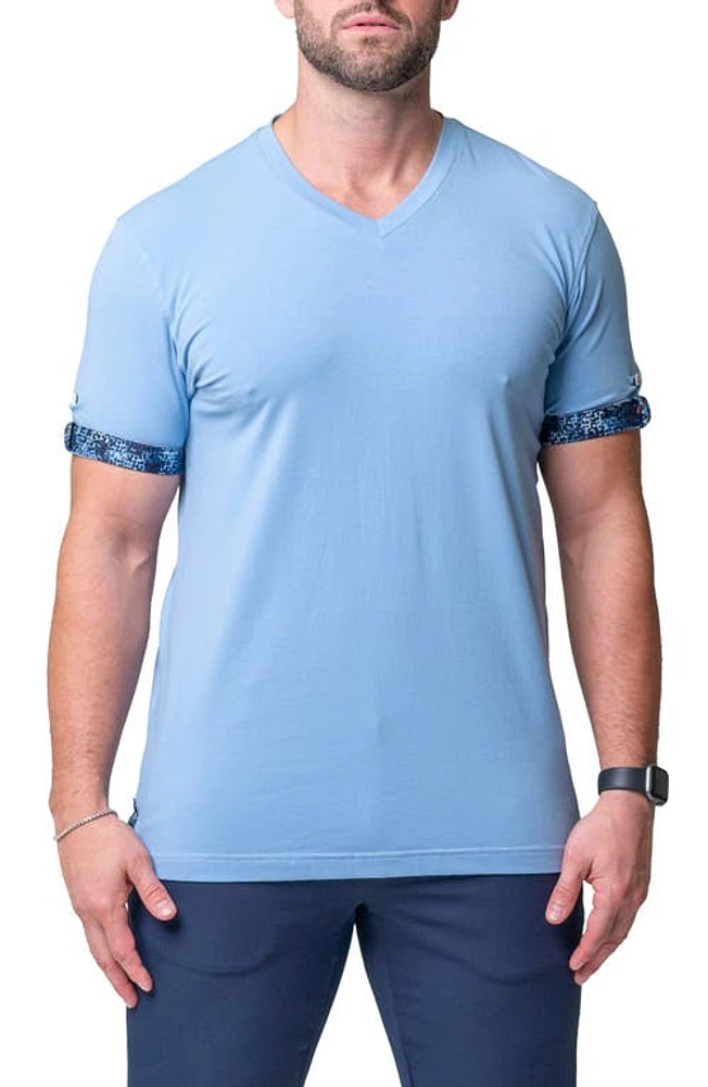 Maceoo Vivaldi Solid Waves Light Blue V-Neck Cotton T-Shirt at Nordstrom,