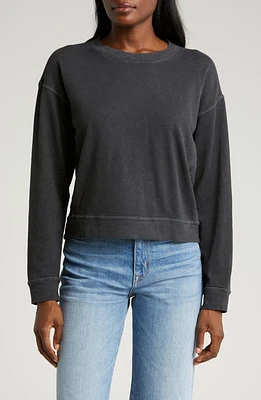 Marine Layer Sadie Slub Sweatshirt in Faded Black at Nordstrom, Size Medium