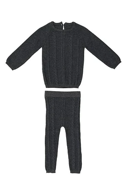 Manière Diamond Knit Long Sleeve Cotton Sweater & Pants Set Charcoal at Nordstrom,