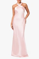 Xscape Evenings Halter Neck Satin Trumpet Gown at Nordstrom,