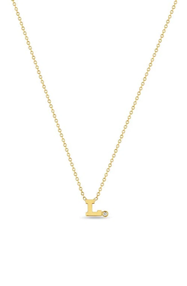 Zoë Chicco Diamond Initial Pendant Necklace in Yellow Gold- at Nordstrom