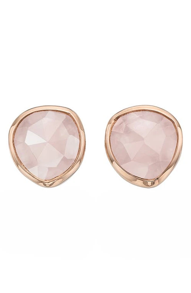 Monica Vinader Siren Semiprecious Stone Stud Earrings in Rose Quartz/Rose Gold at Nordstrom