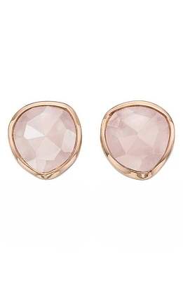 Monica Vinader Siren Semiprecious Stone Stud Earrings in Rose Quartz/Rose Gold at Nordstrom