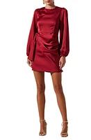 ASTR the Label Long Sleeve Draped Satin Minidress at Nordstrom,