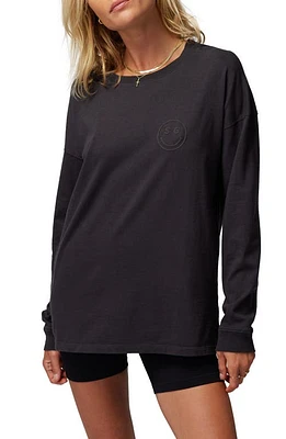 Spiritual Gangster Smiley Denver Long Sleeve Cotton Graphic T-Shirt Vintage Black at Nordstrom,