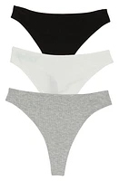 Honeydew Intimates Linds 3-Pack Thongs Black/ivory/heather Grey at Nordstrom,