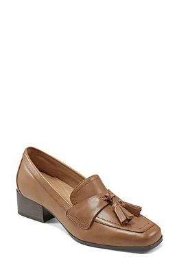 Easy Spirit Drew Block Heel Tassel Loafer Medium Brown at Nordstrom,