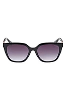 GUESS 55mm Gradient Square Sunglasses in Shiny Black /Gradient Smoke at Nordstrom